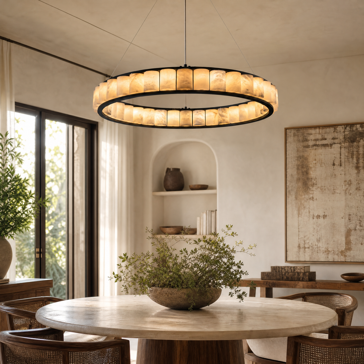 Griis Modern Alabaster Ring Chandelier