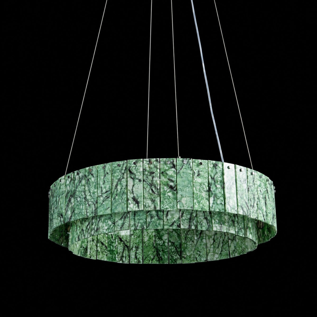 Modern Two-Tier Luxury Stone Round Chandelier