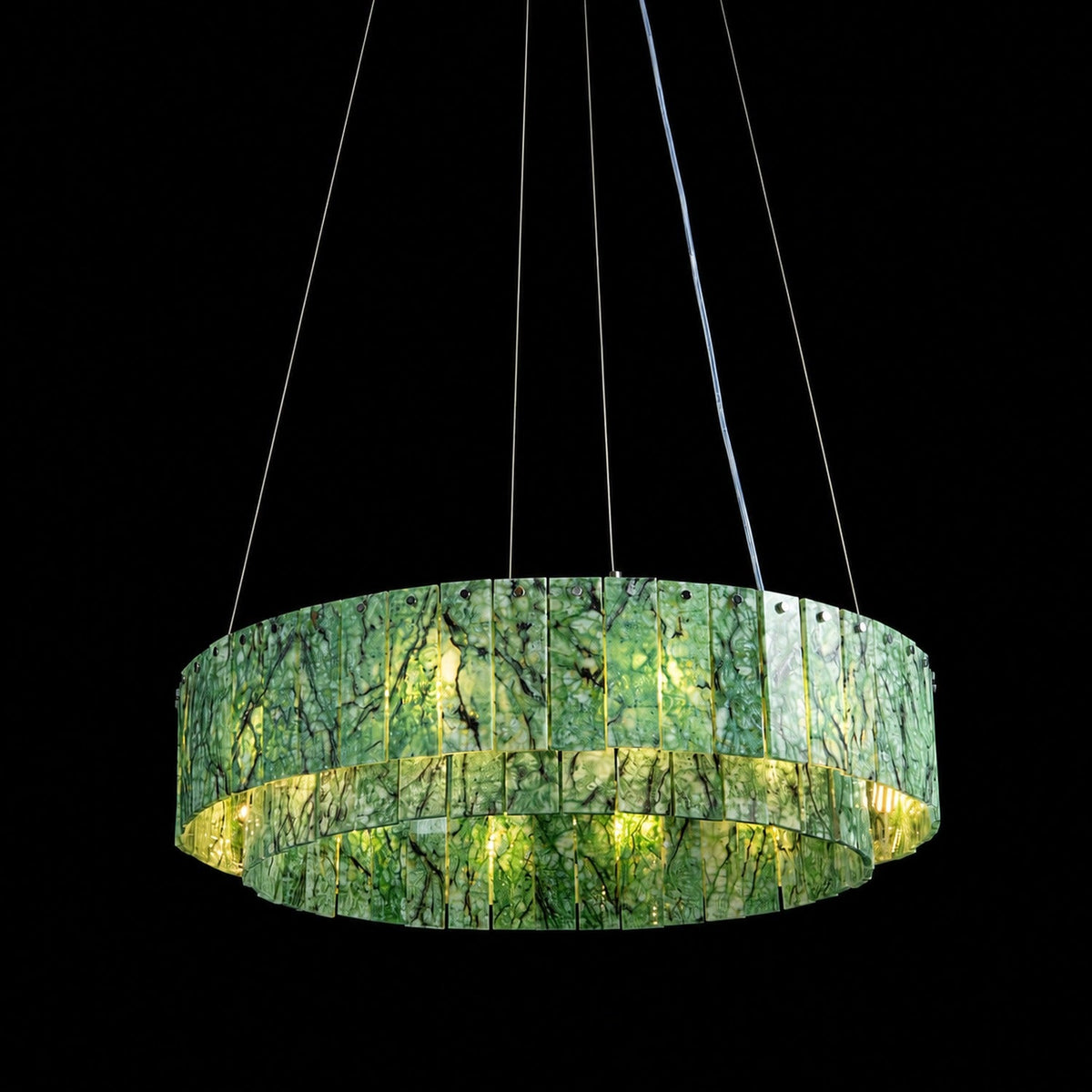 Modern Two-Tier Luxury Stone Round Chandelier