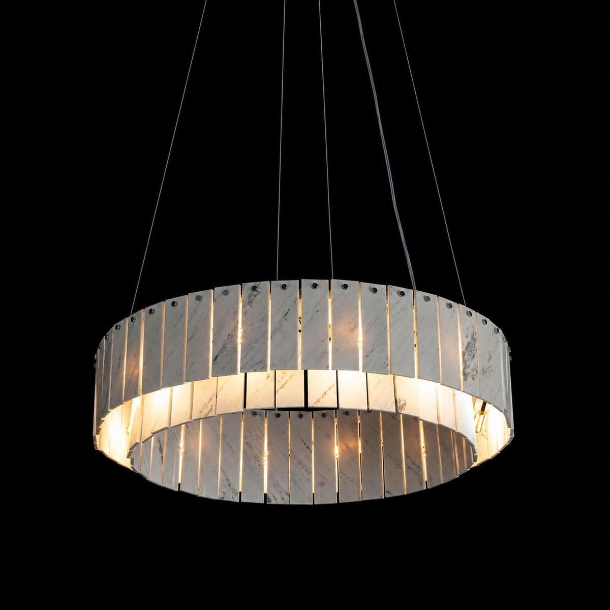 Modern Two-Tier Luxury Stone Round Chandelier