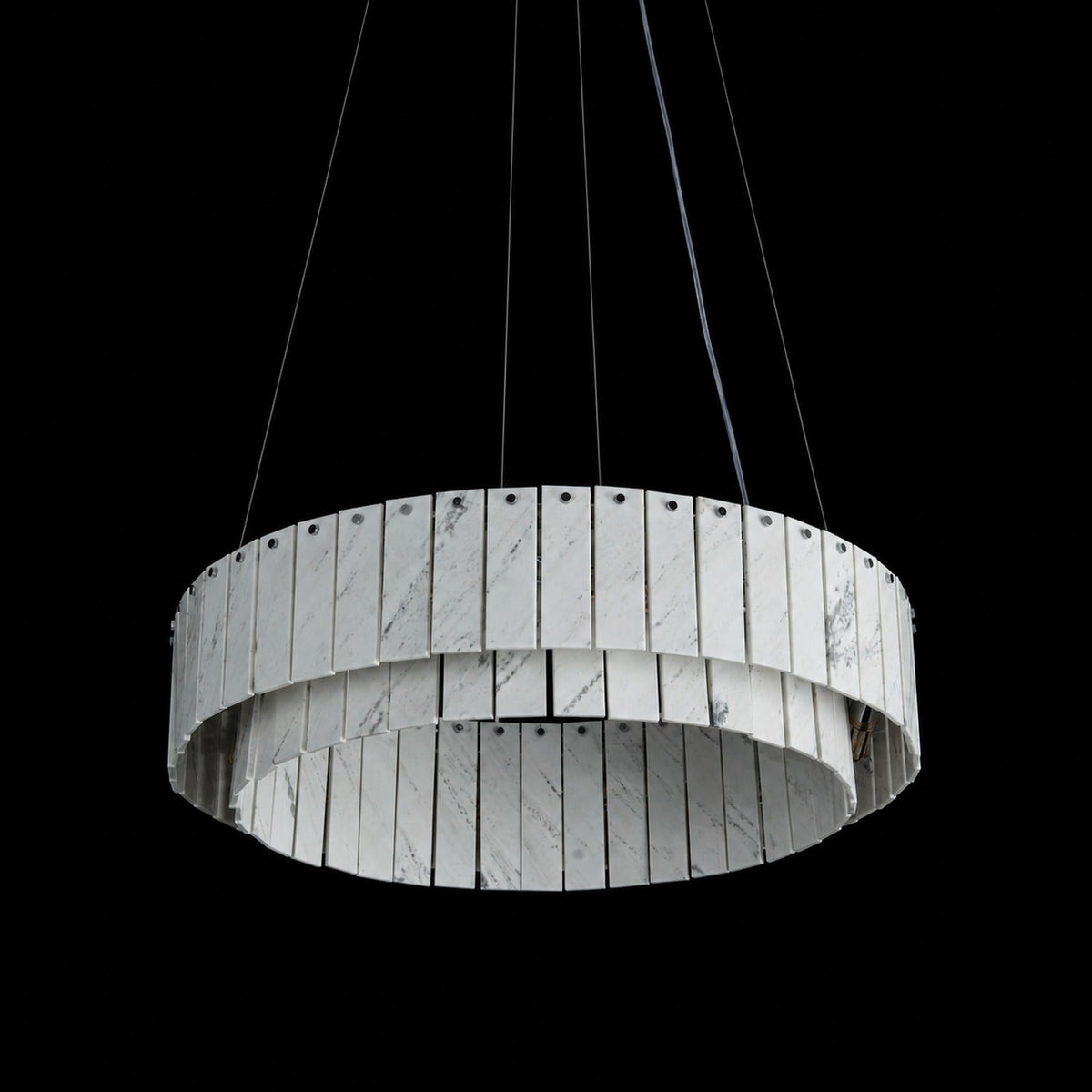 Modern Two-Tier Luxury Stone Round Chandelier