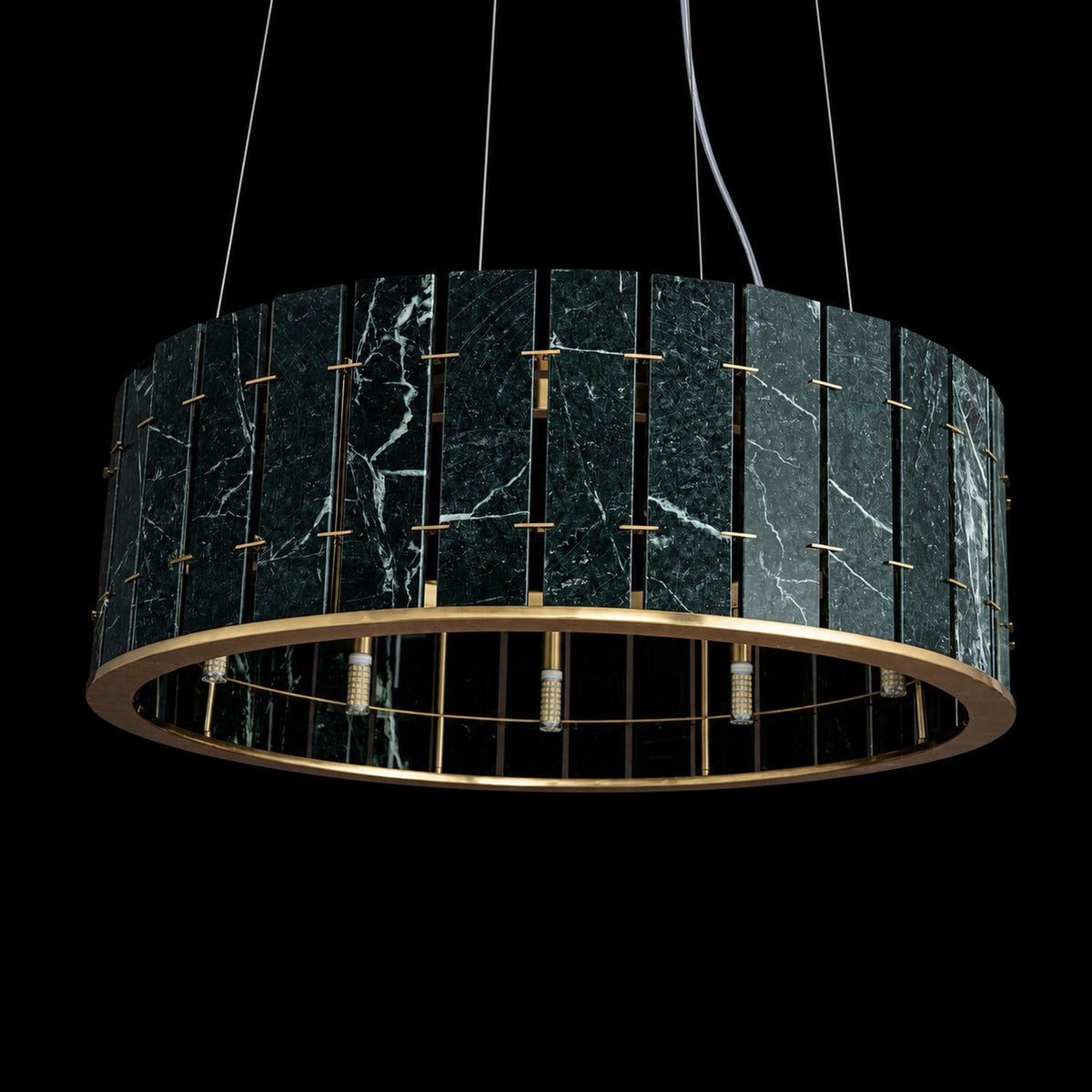 Modern Sculptural Luxury Stone Drum Chandelier