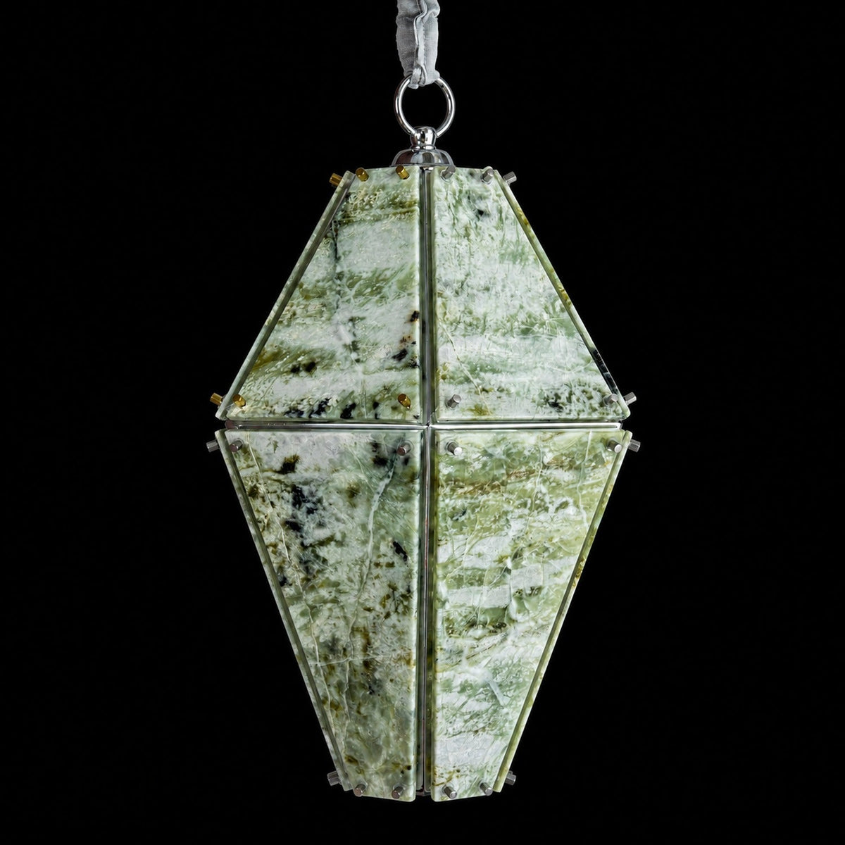 Modern Faceted Green Jade Luxury stone Lantern Chandelier