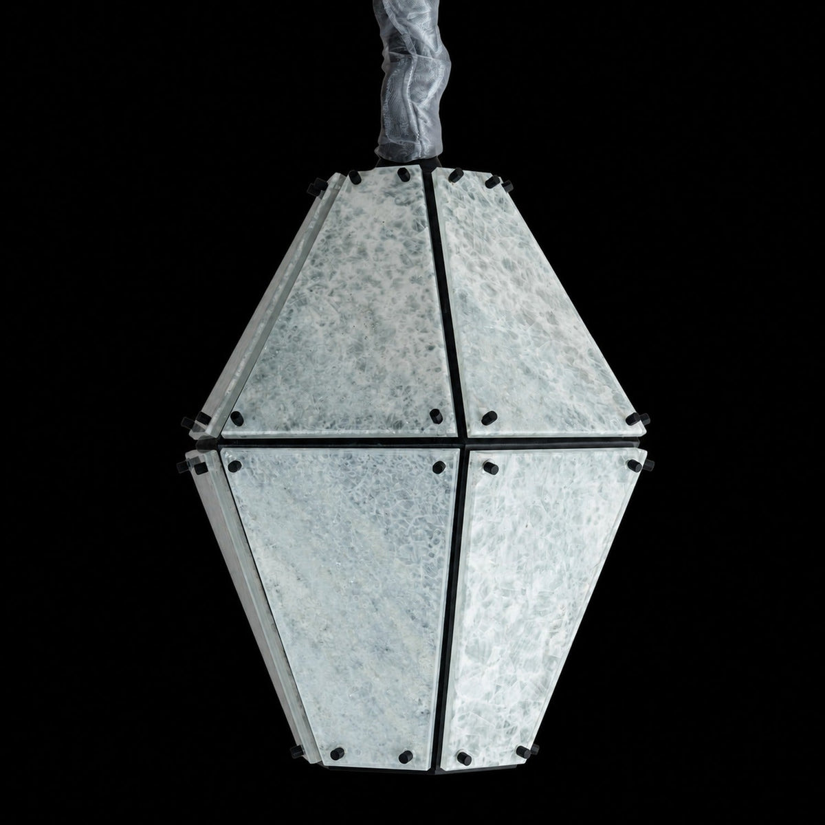 Modern Faceted Green Jade Luxury stone Lantern Chandelier