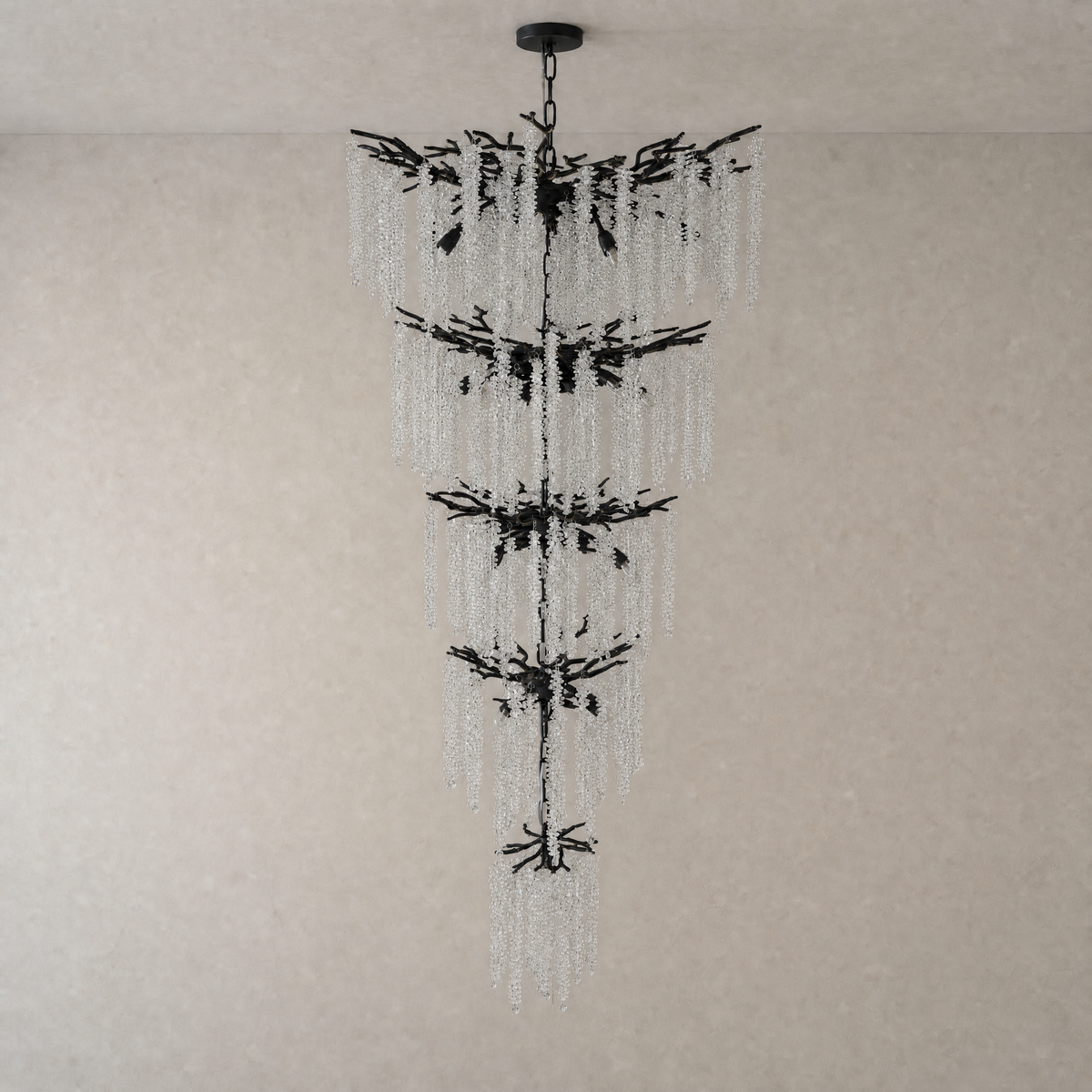 Octagonal Bead Tree Branch Staircase Light Five-Layer - Black 760