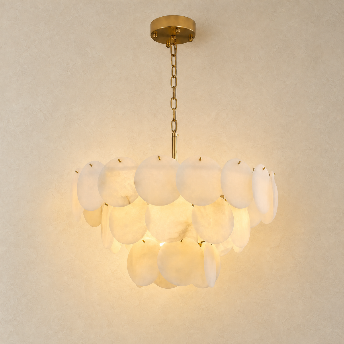 26" Natural Alabaster Round Chandelier