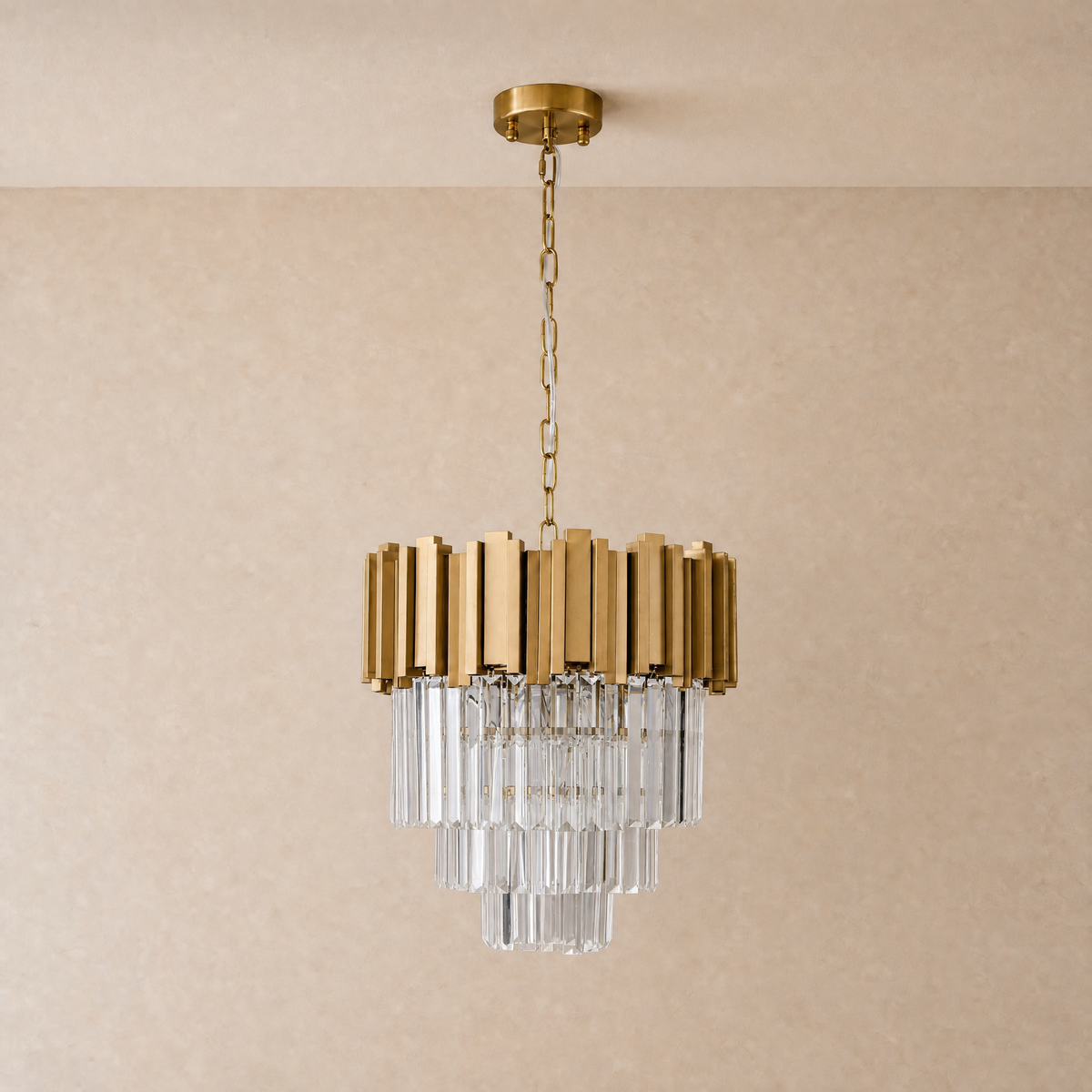 Modern Gold 3-Tier K9 Crystal Chandelier