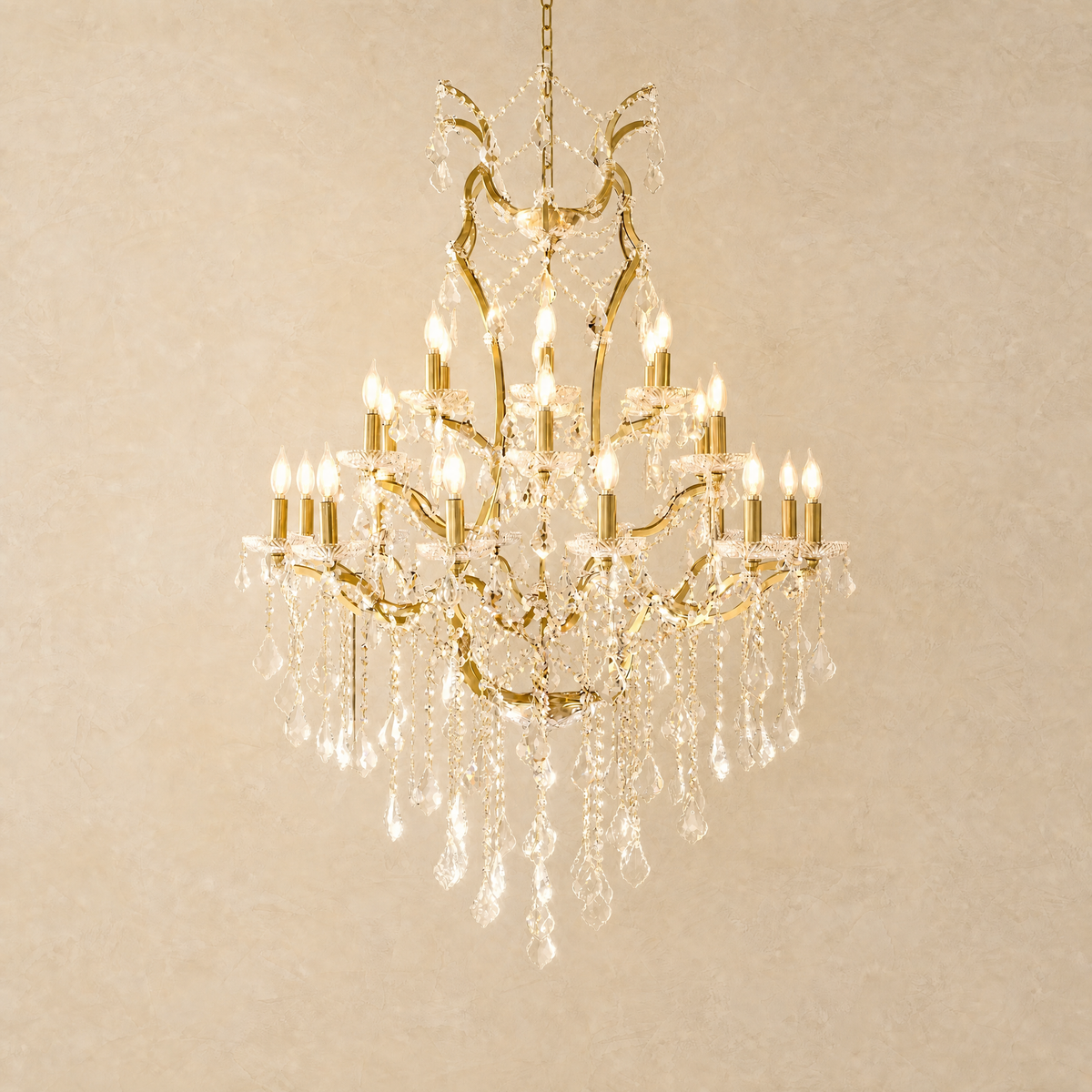 37.4" 24-Light Maria Theresa Crystal Chandelier - Gold