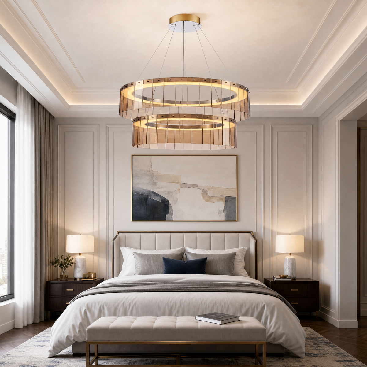 Zaeen Glass Tiered Chandelier 39"