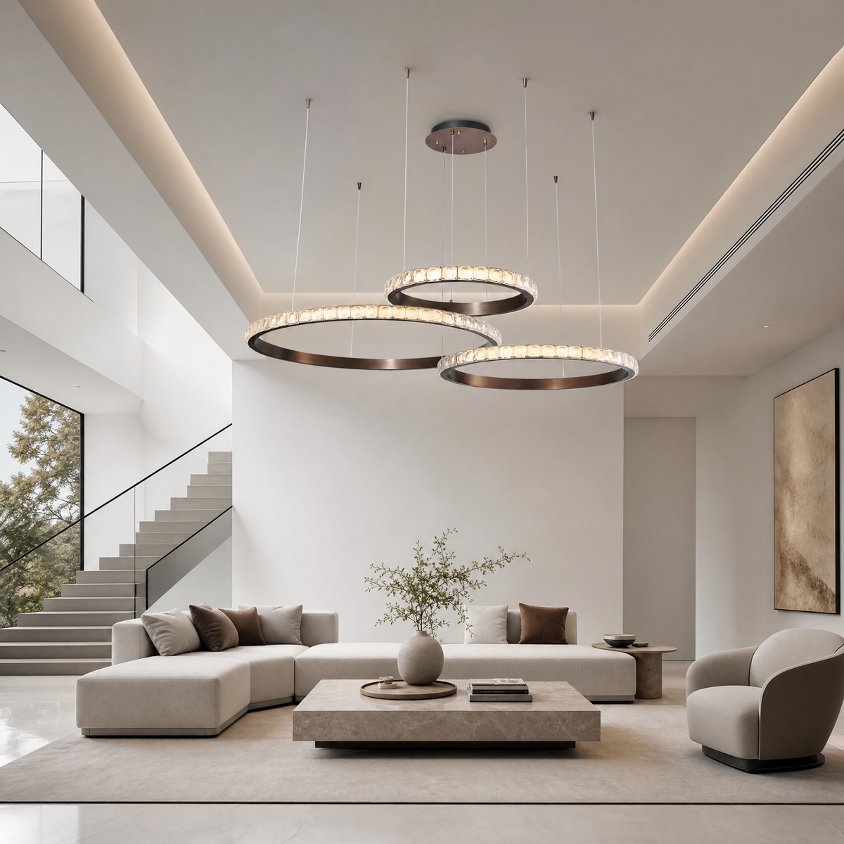 Eveen Triple-Ring Crystal Chandelier