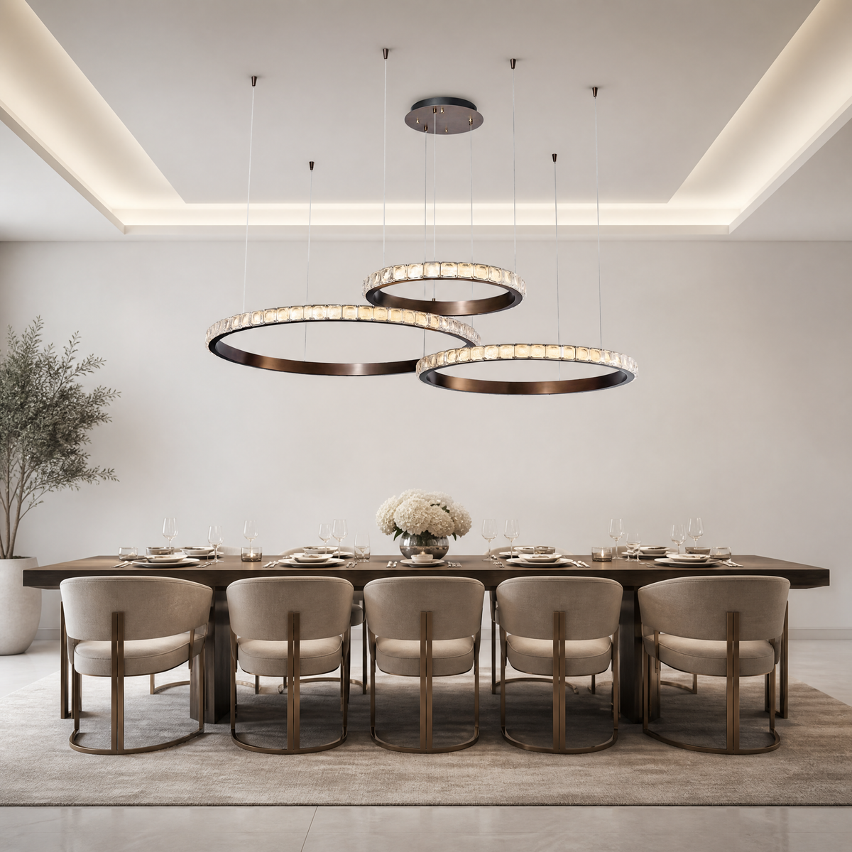 Eveen Triple-Ring Crystal Chandelier