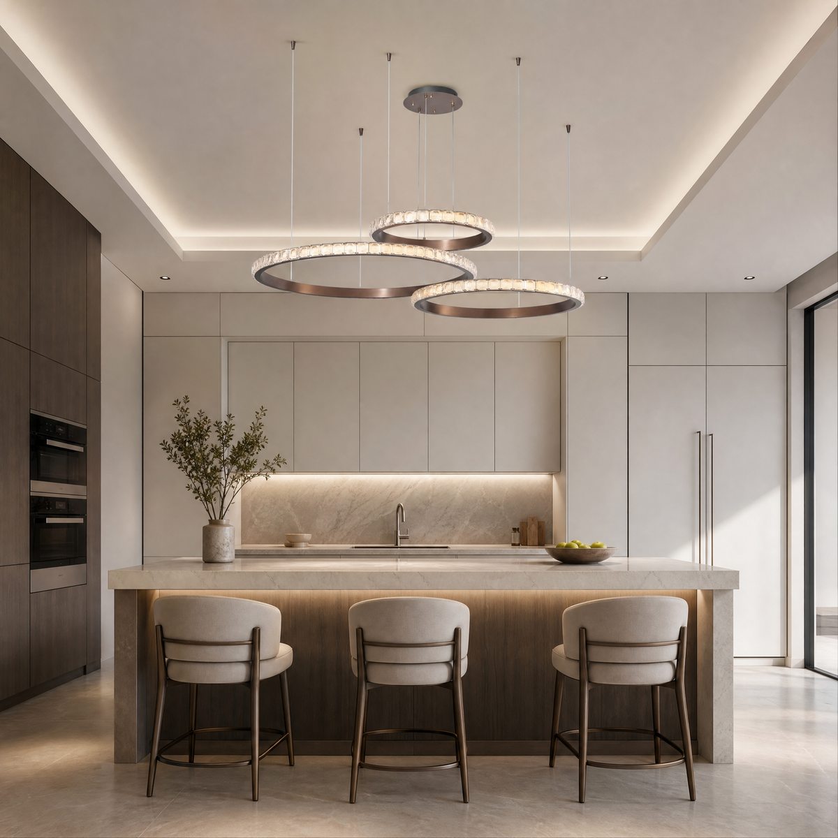 Eveen Triple-Ring Crystal Chandelier