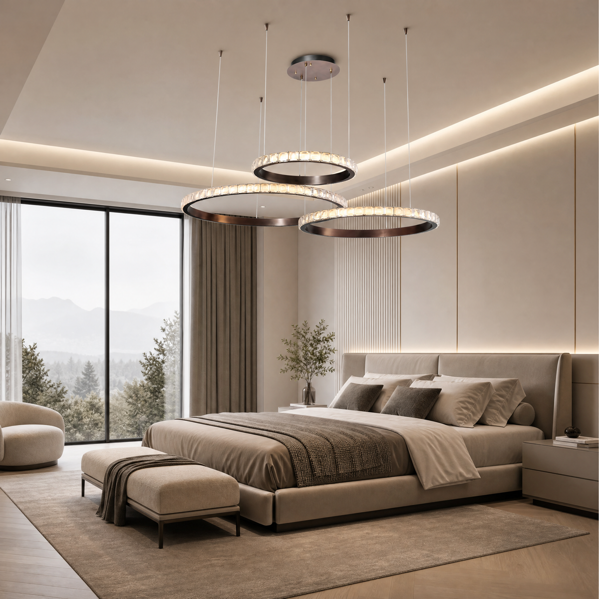 Eveen Triple-Ring Crystal Chandelier
