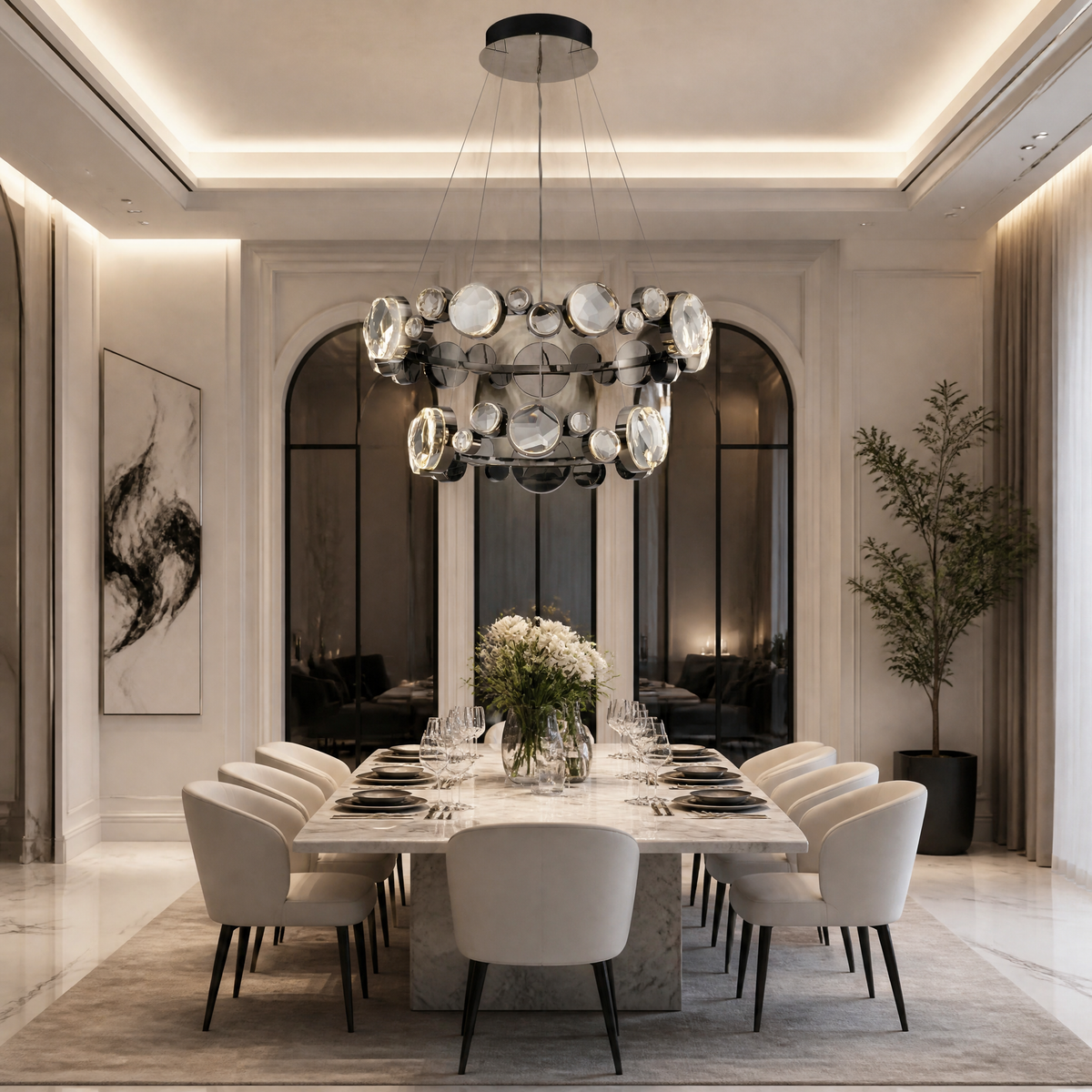 Gween Two Ring Modern Crystal Chandelier