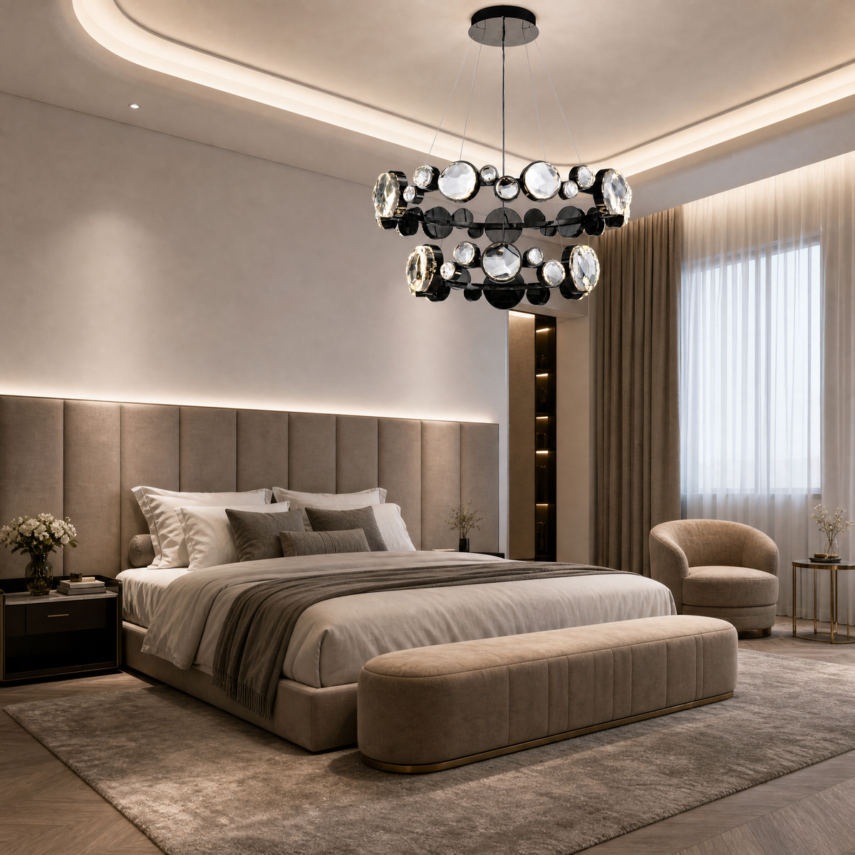 Gween Two Ring Modern Crystal Chandelier