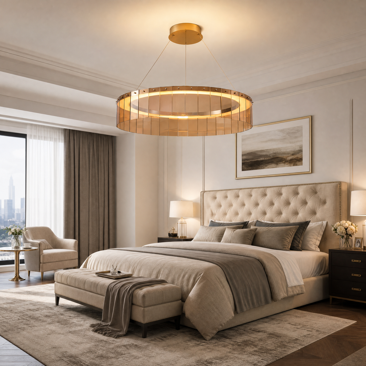 Zaeen Glass Circular Chandelier 39"