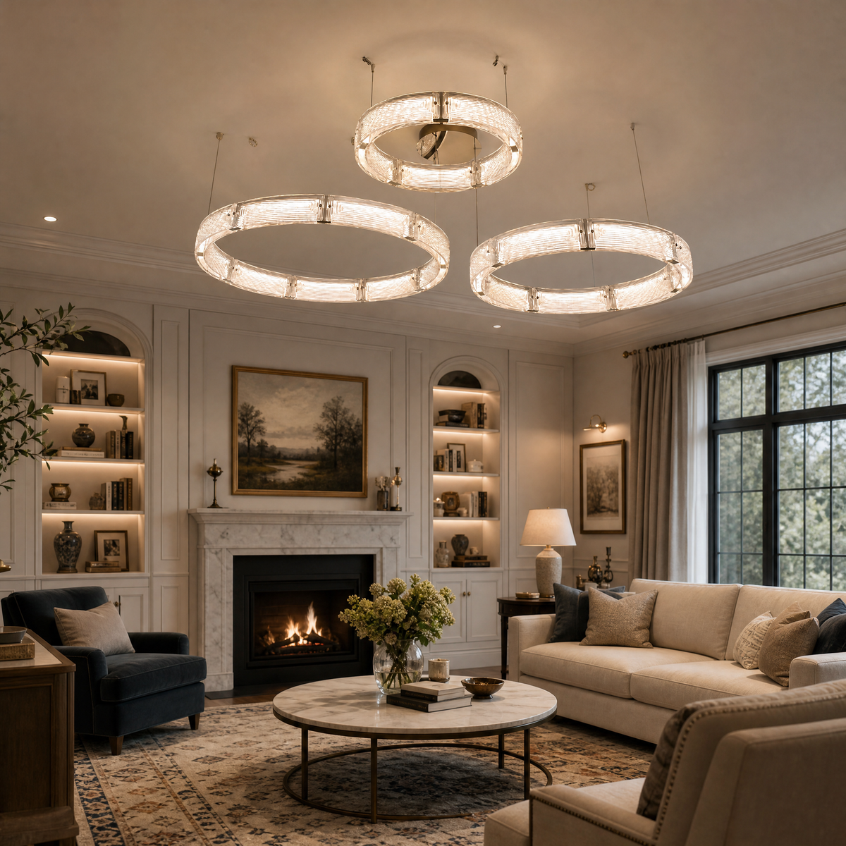 Galia Modern Glass Chandelier For Living Room