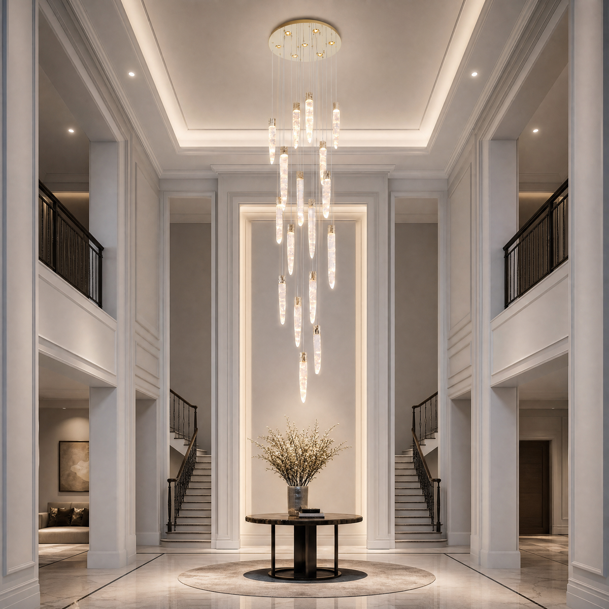 Halia Icicle Crystal Glass Stairwell Chandelier 47" D