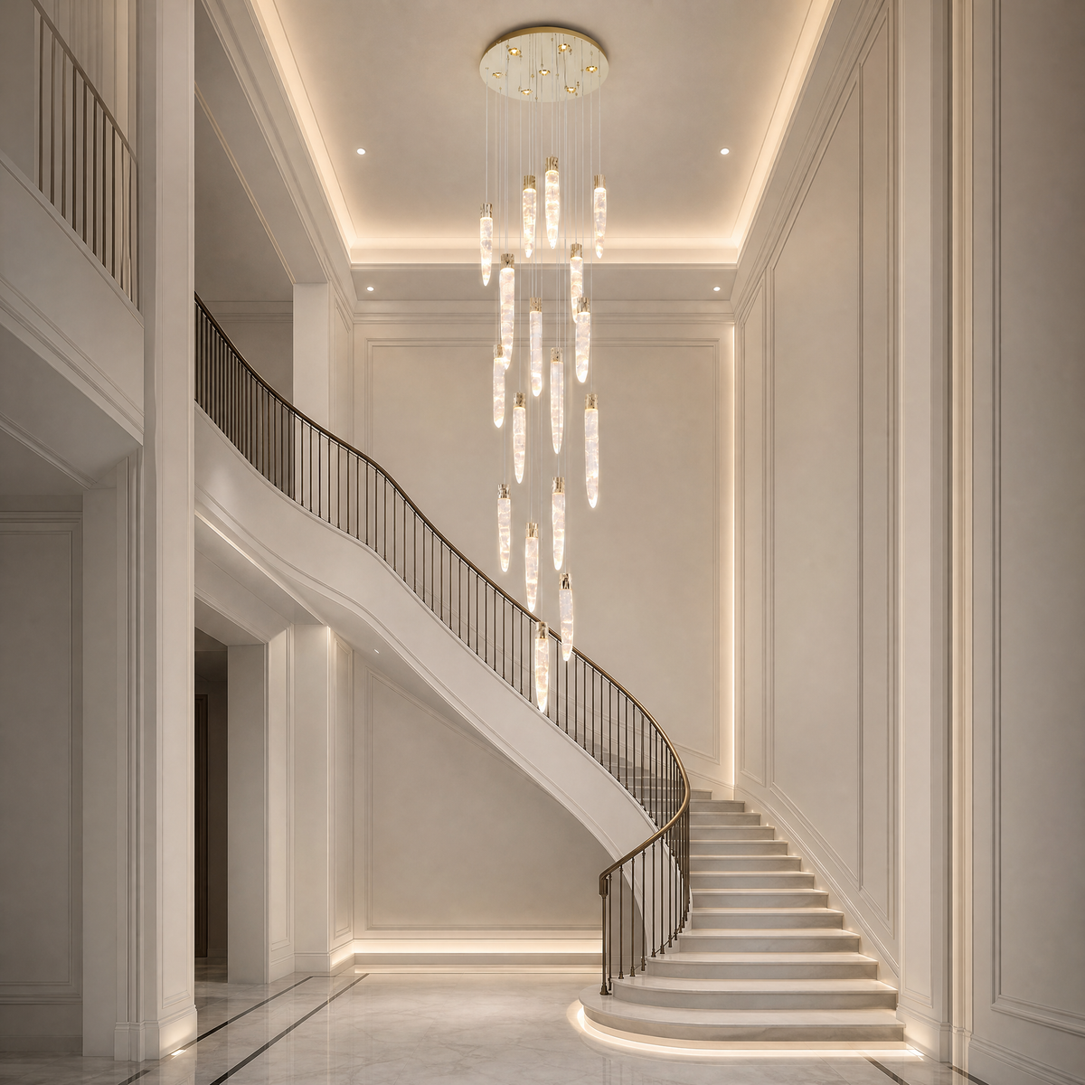 Halia Icicle Crystal Glass Stairwell Chandelier 47" D