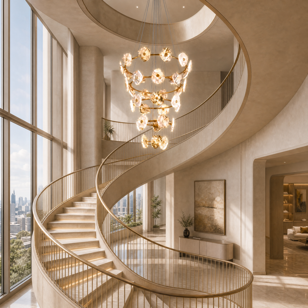 Lysia Modern Natural Stone Cascading Chandelier