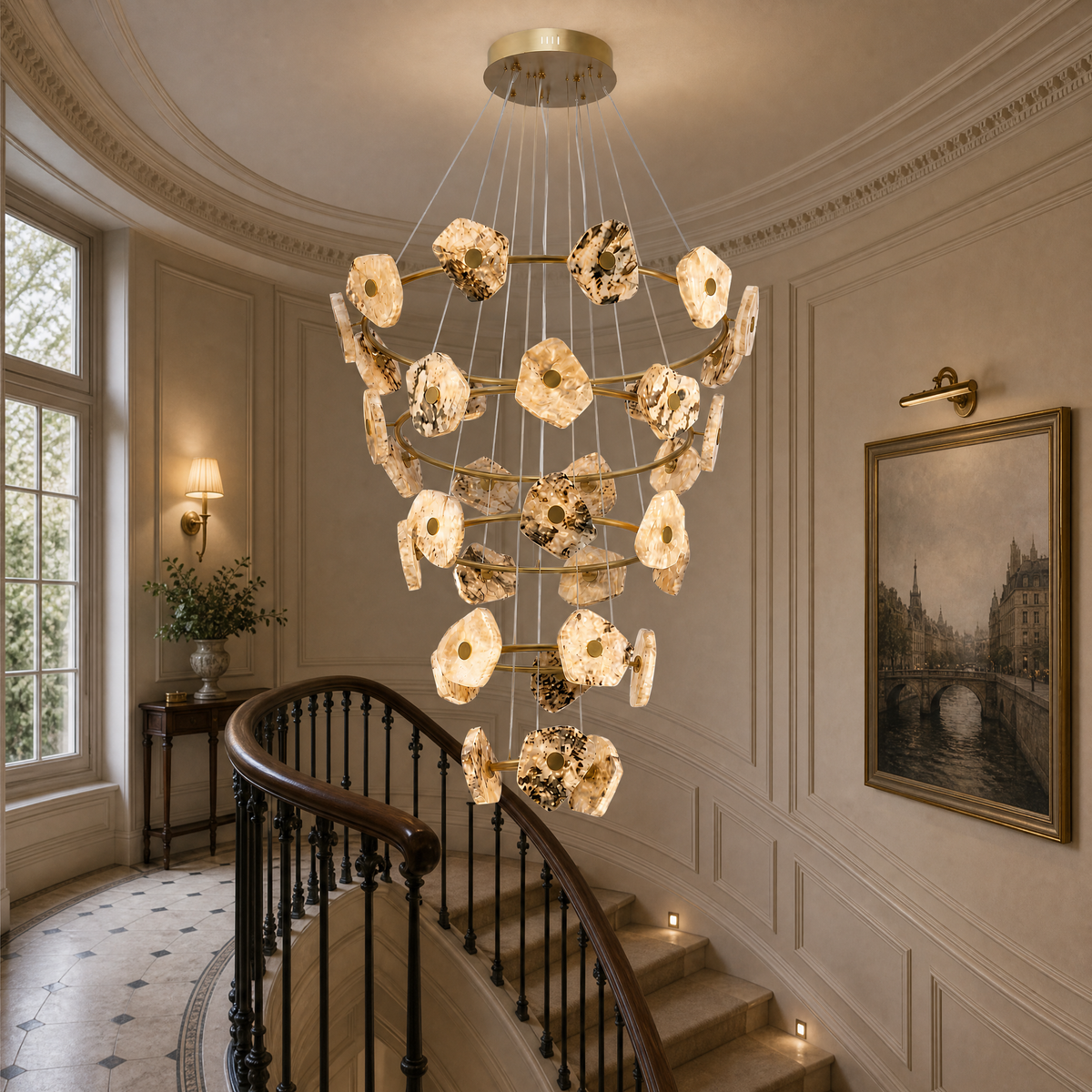 Lysia Modern Natural Stone Cascading Chandelier