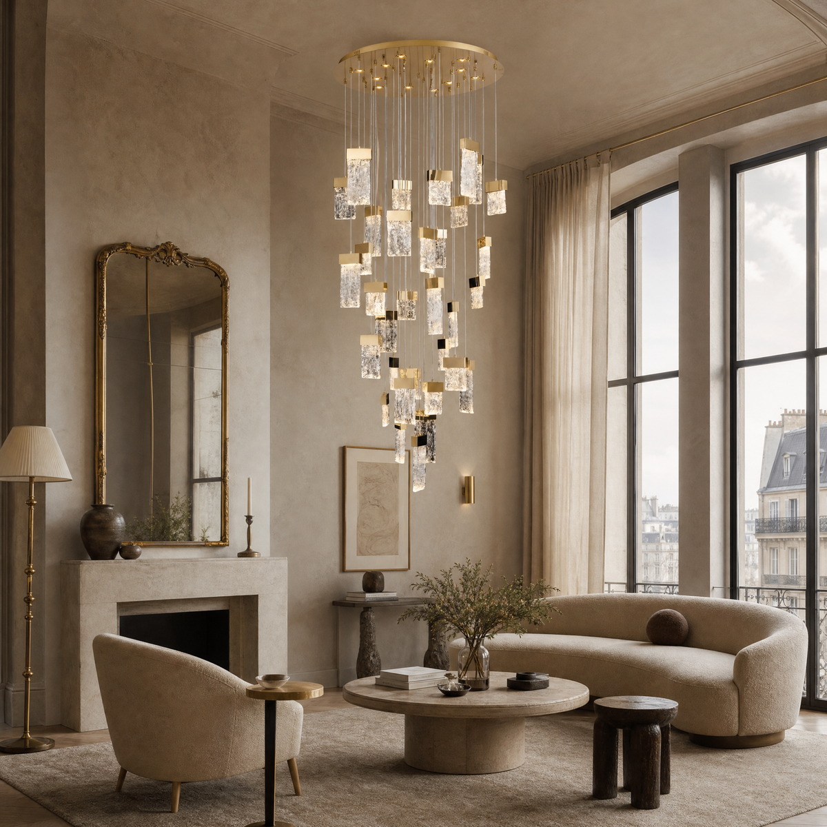 Toria Blown Glass Cascading Chandelier 31.5"