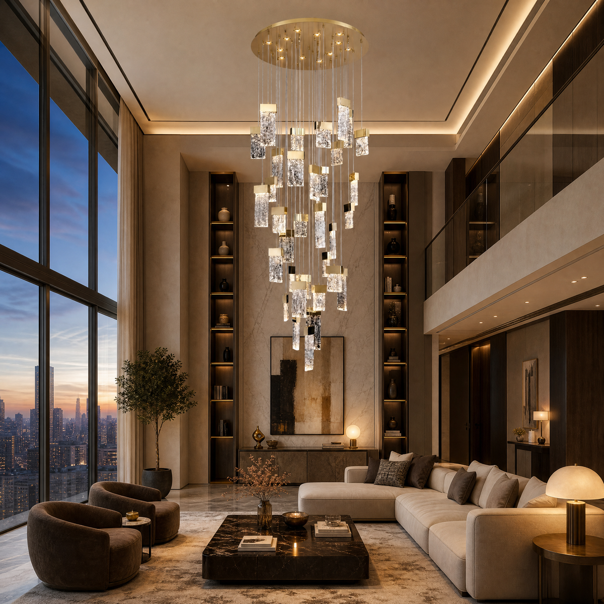 Toria Blown Glass Cascading Chandelier 31.5"