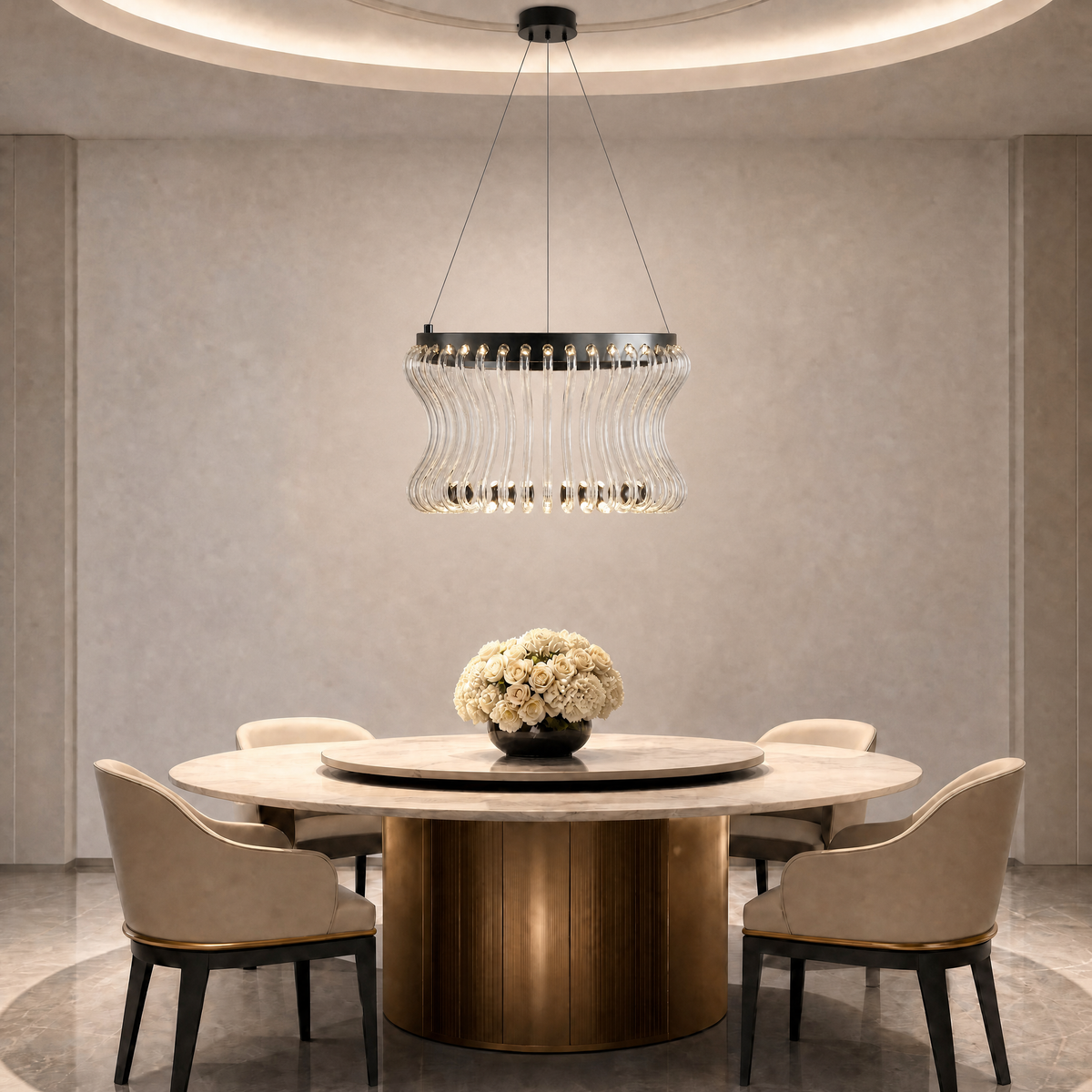 Yoria Glass Round Chandelier 21.6"D