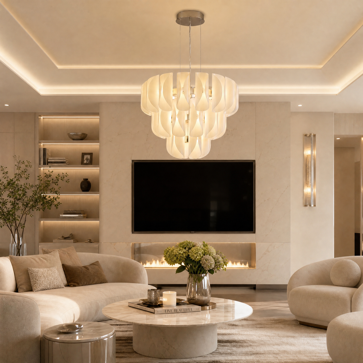 Ilyia Tiered Modern Glass Chandelier 31" D