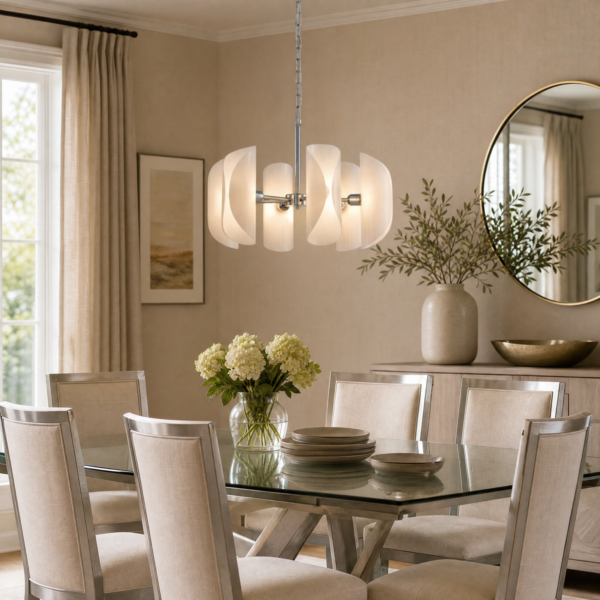 Ilyia Modern Chrome Glass Pendant Light