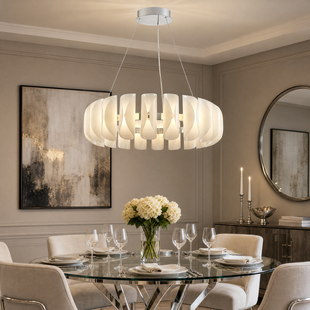 Ilyia Modern Glass Round Chandelier