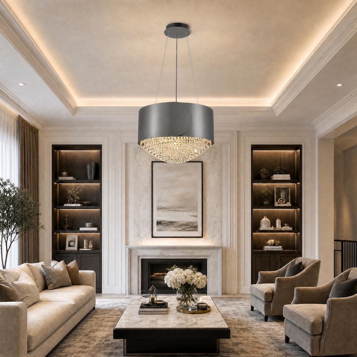 Valis Crystal Pendant Light 28"
