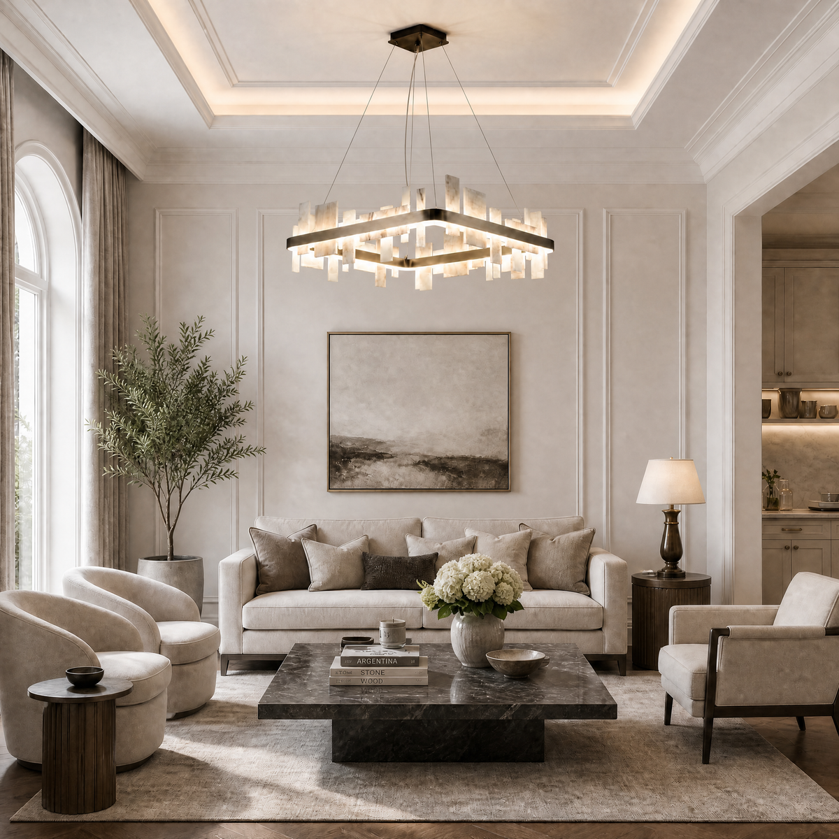 Oraia Natural Stone Chandelier 31"