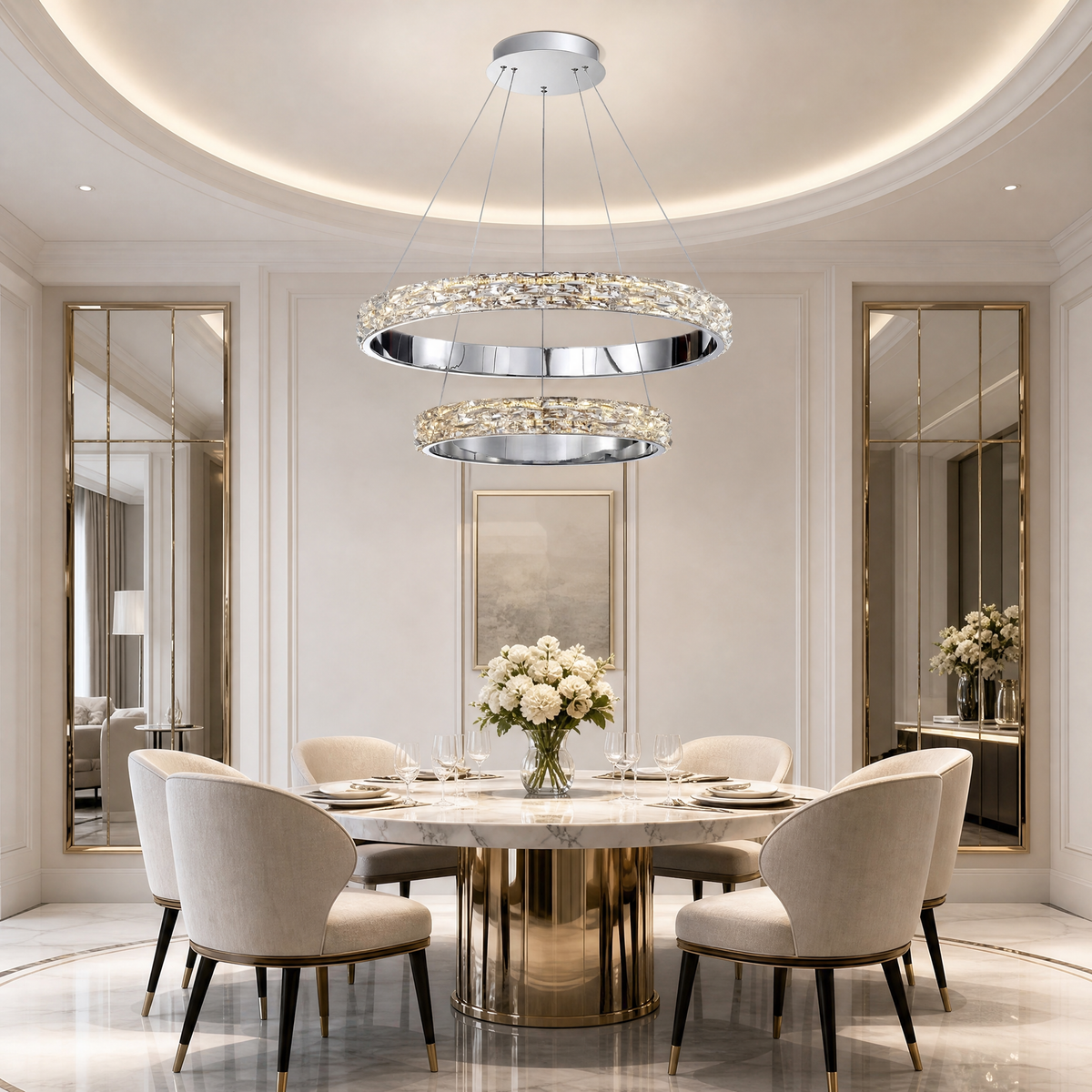 Ariis Crystal Halo Chandelier 32"D