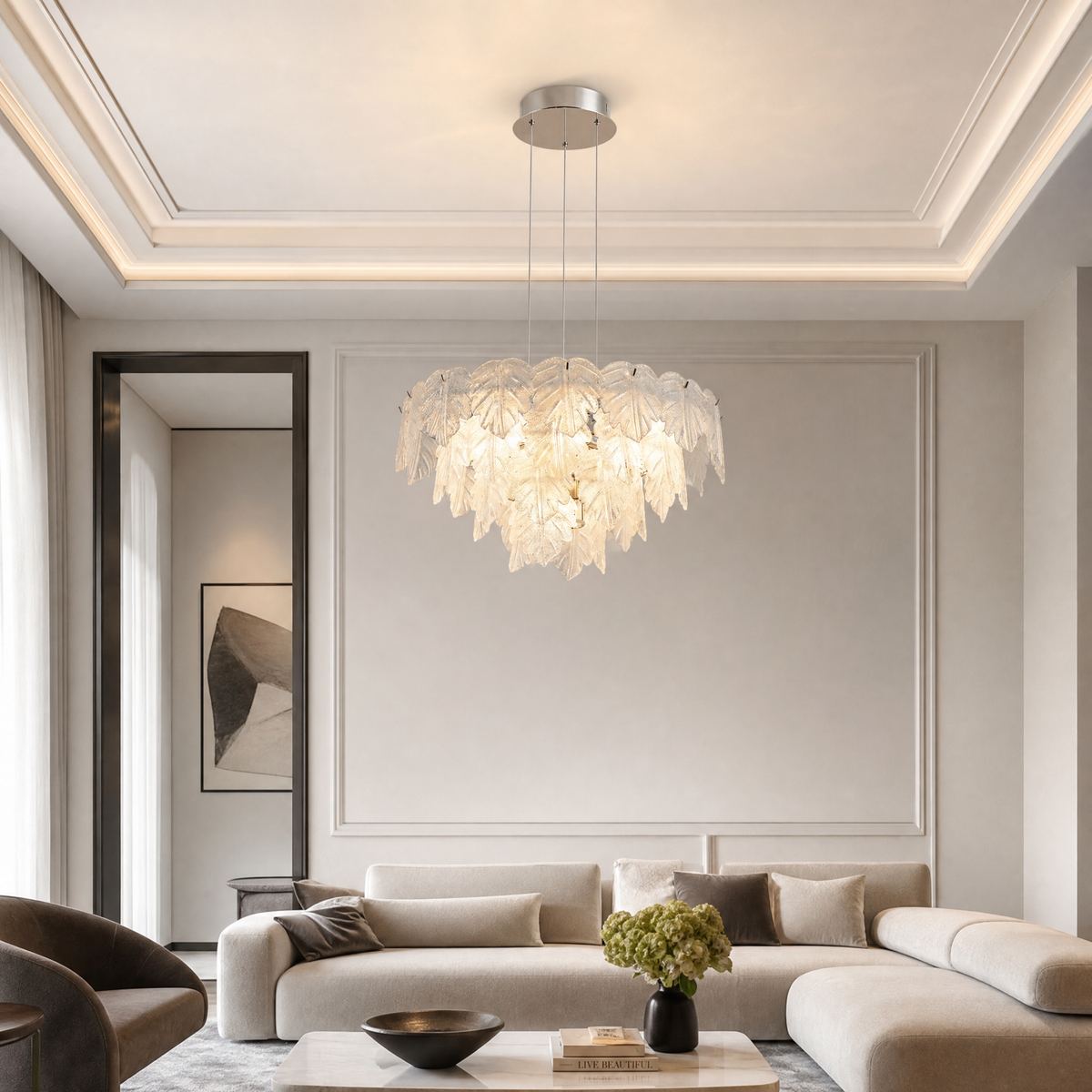 Selia Modern Chrome Chandelier 24" D