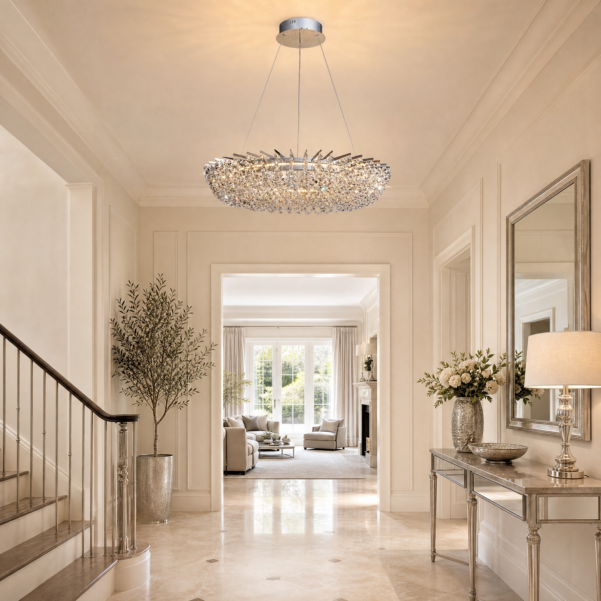 Maris Round Crystal Chandelier