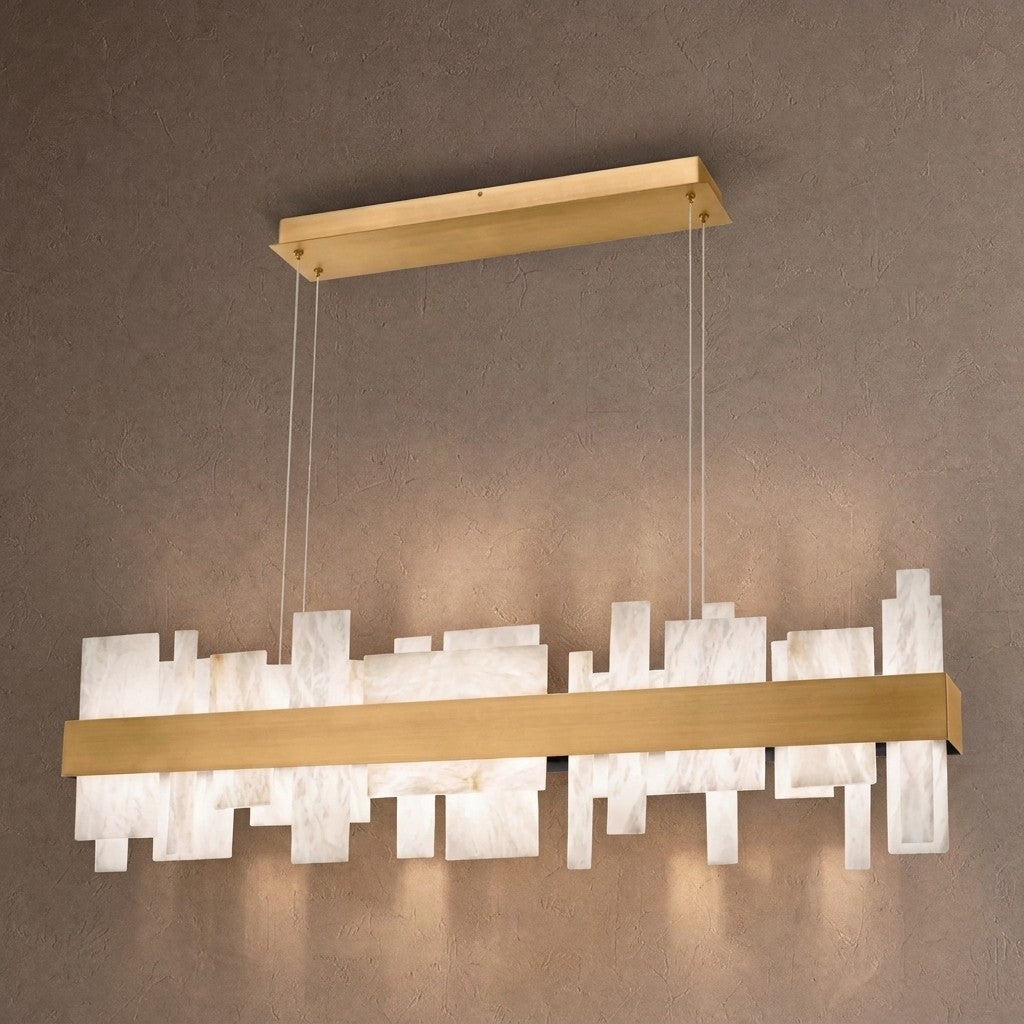 Acropolis 46in LED Linear Alabaster Chandelier