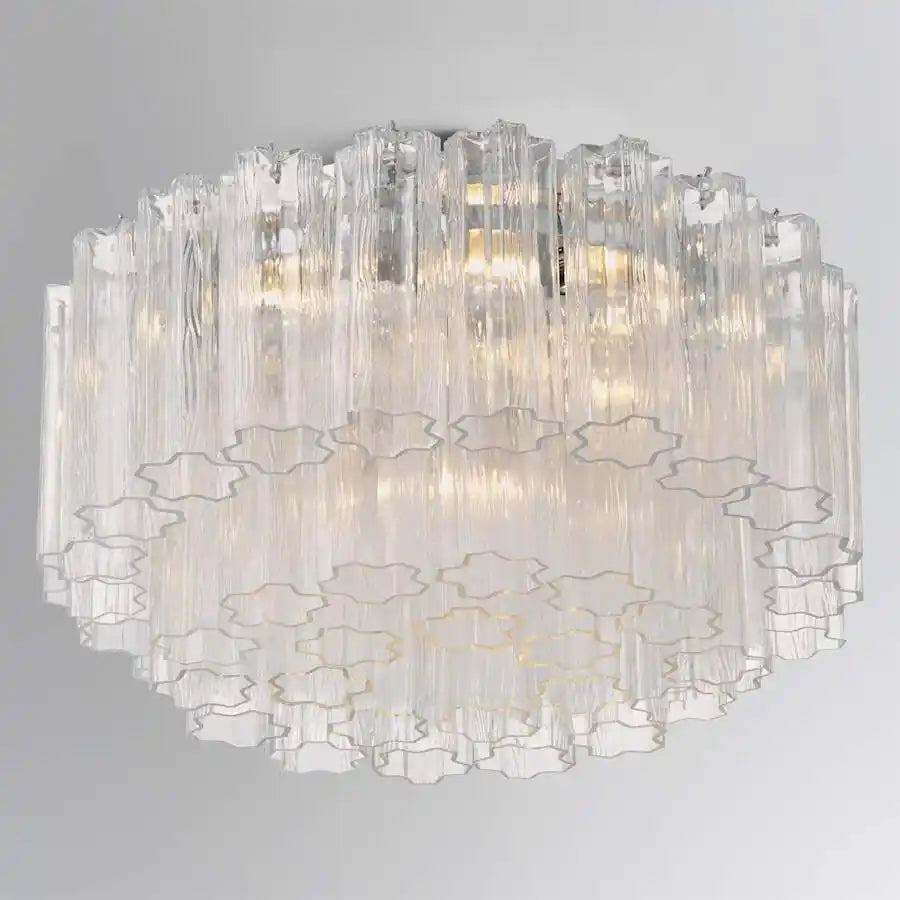 Addis Flushmount 22"/32"-22"-7 Lights-Polished Chrome-Clear-Arialamps