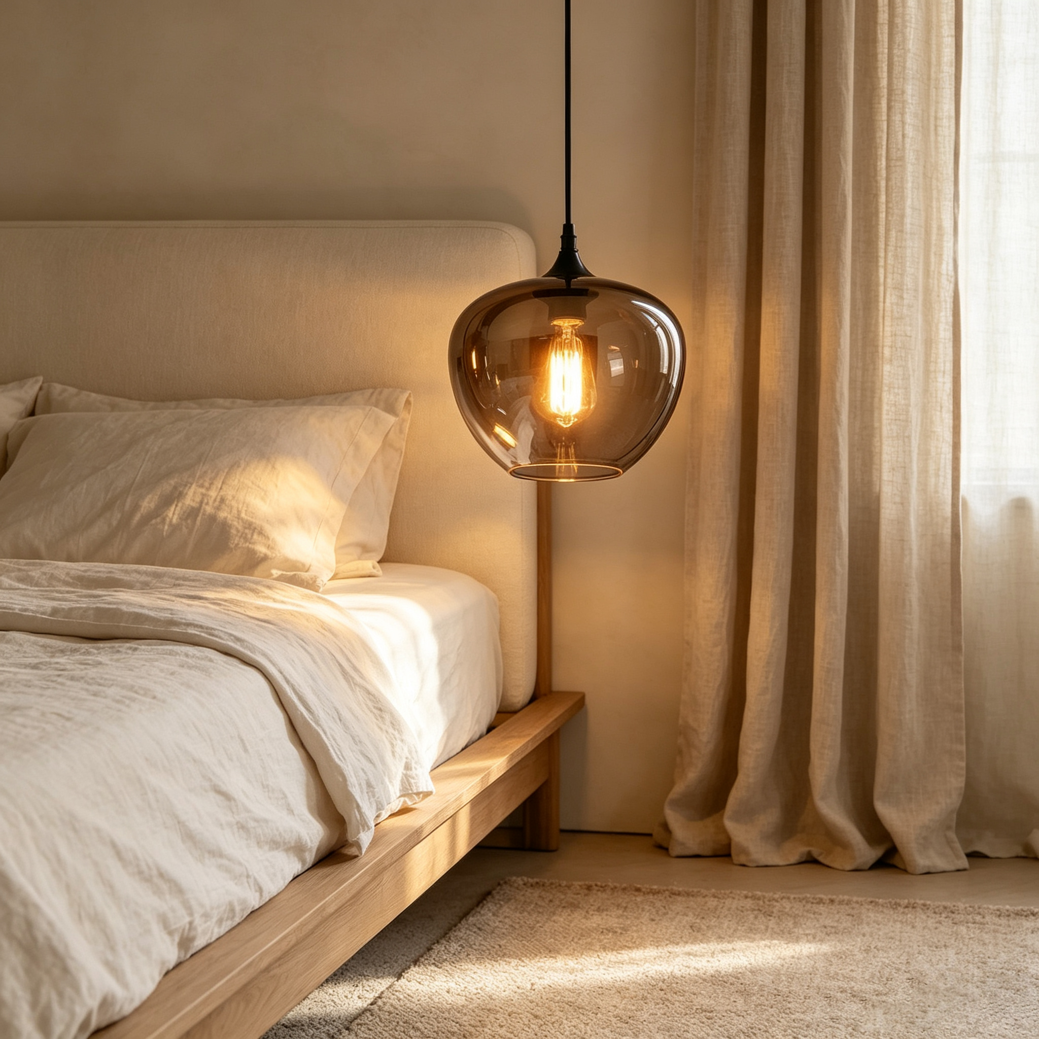 Modern Smoke Gray Glass Pendant Light