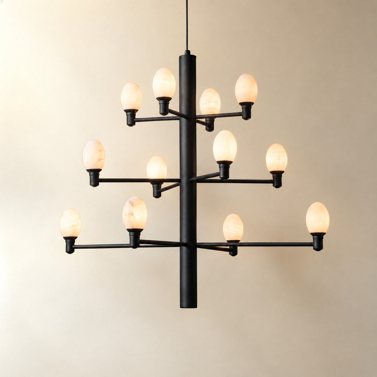 Aelior Alabaster Large Black Chandelier