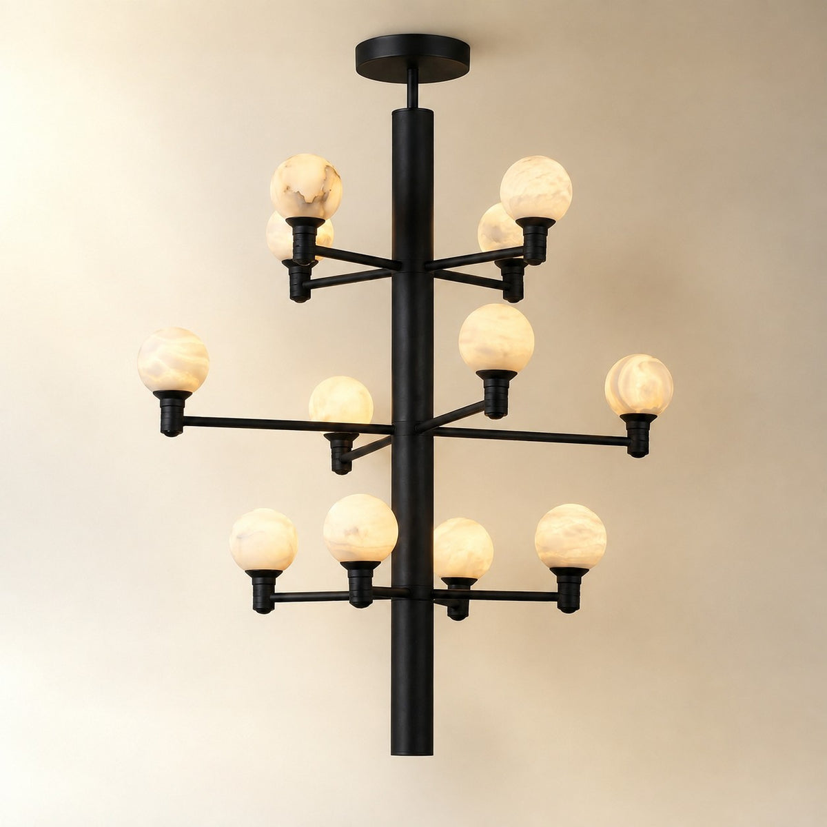 Aelior Globe Black Alabaster Chandelier