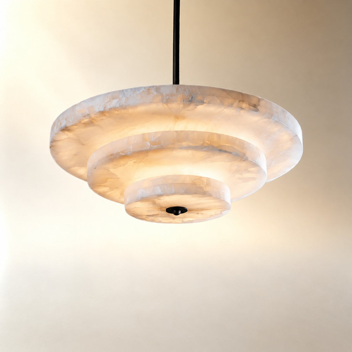 Alabaster Bronze & White LED Chandelier – Elegant 33‑Inch