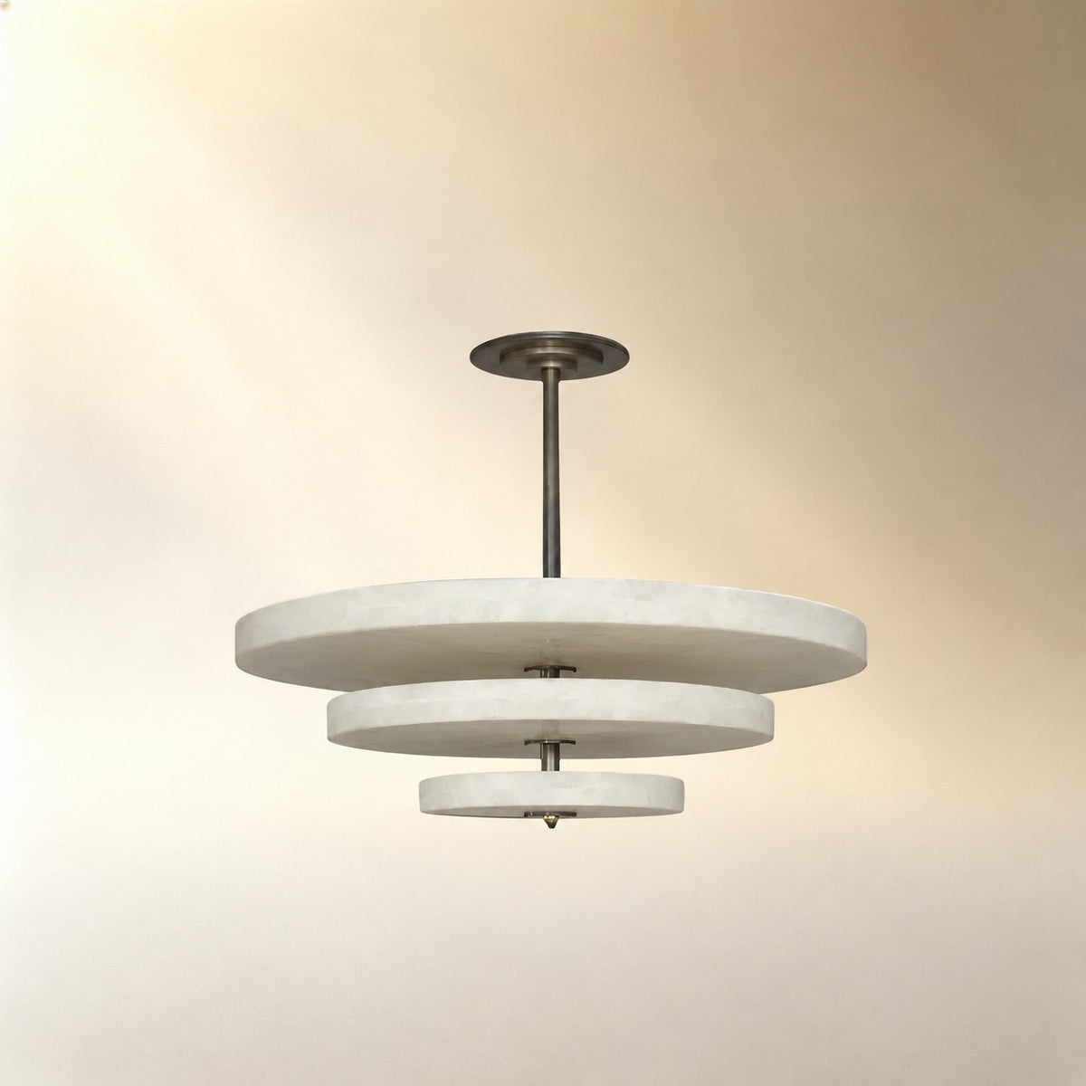Alabaster Bronze & White LED Chandelier – Elegant 33‑Inch