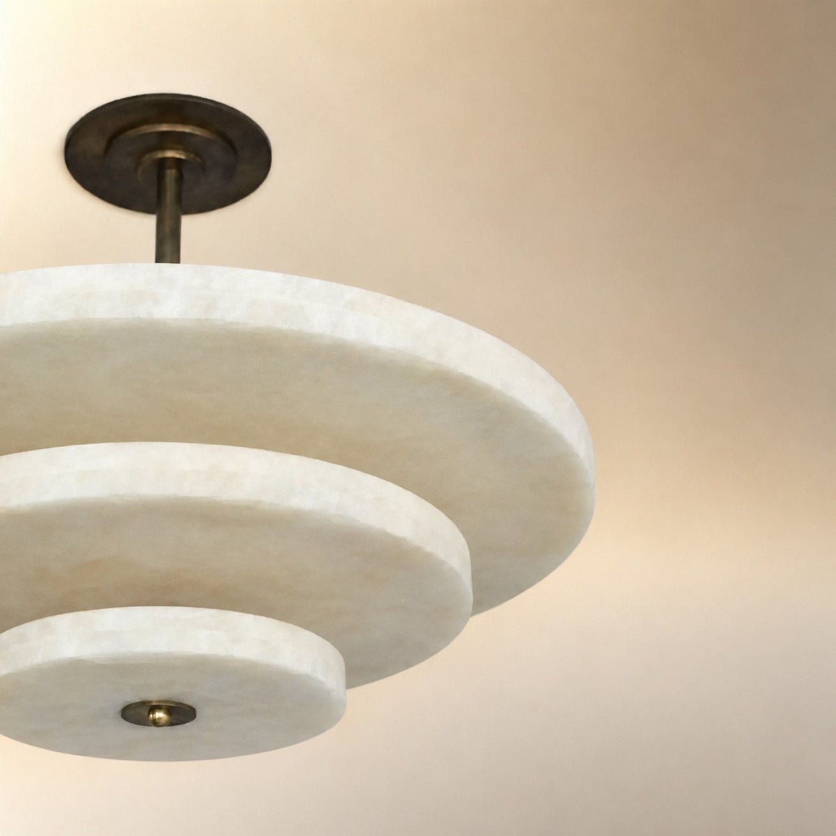 Alabaster Bronze & White LED Chandelier – Elegant 33‑Inch