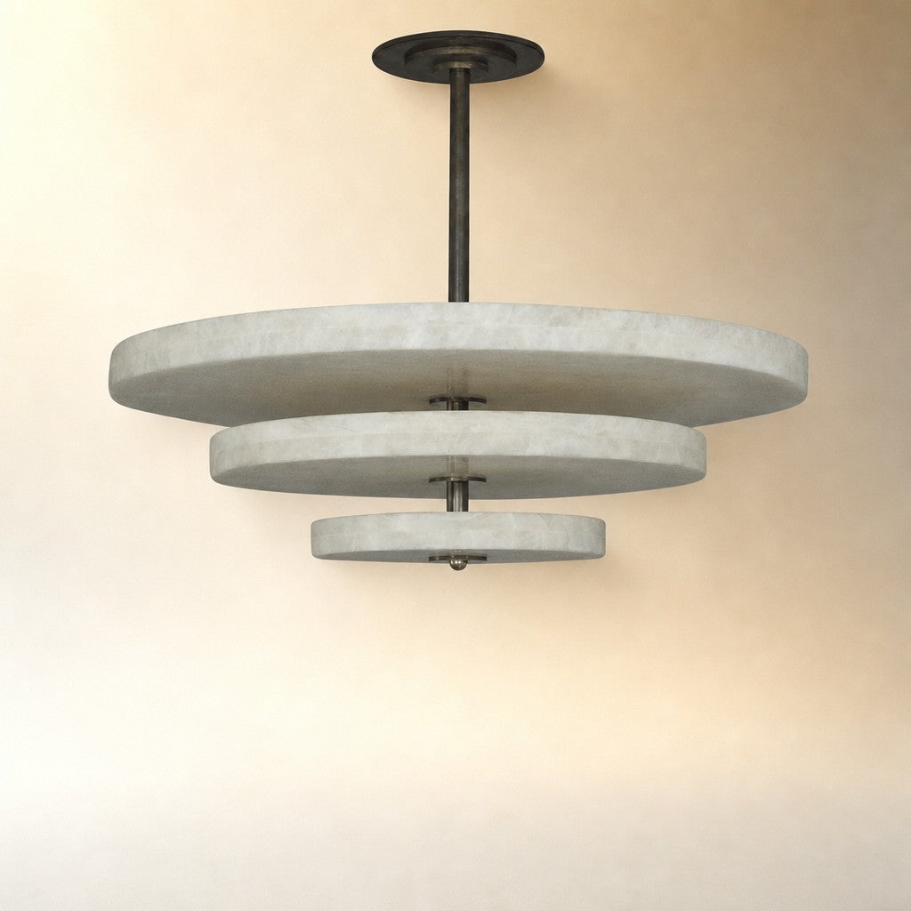 Alabaster Bronze & White LED Chandelier – Elegant 33‑Inch