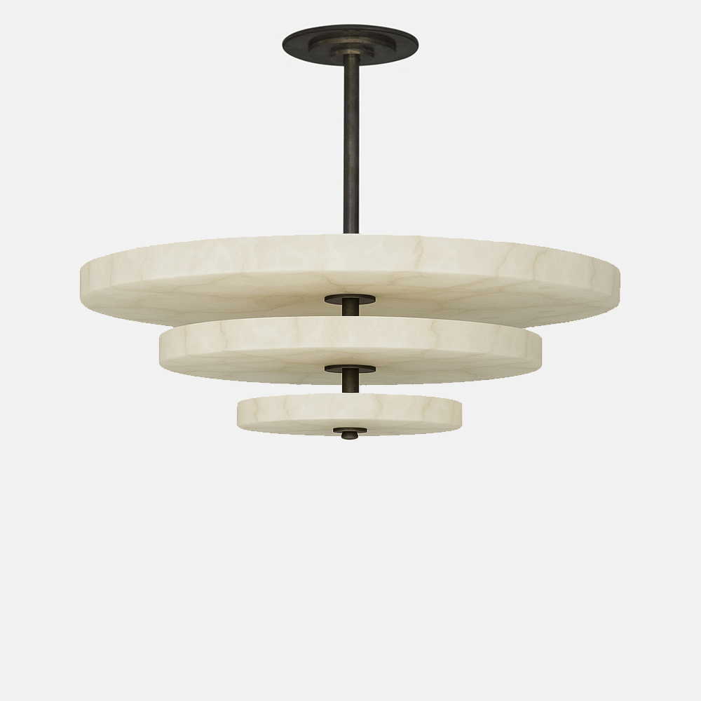 Alabaster Bronze & White LED Chandelier – Elegant 33‑Inch