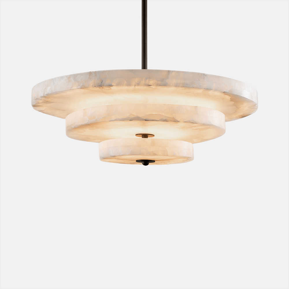 Alabaster Bronze & White LED Chandelier – Elegant 33‑Inch