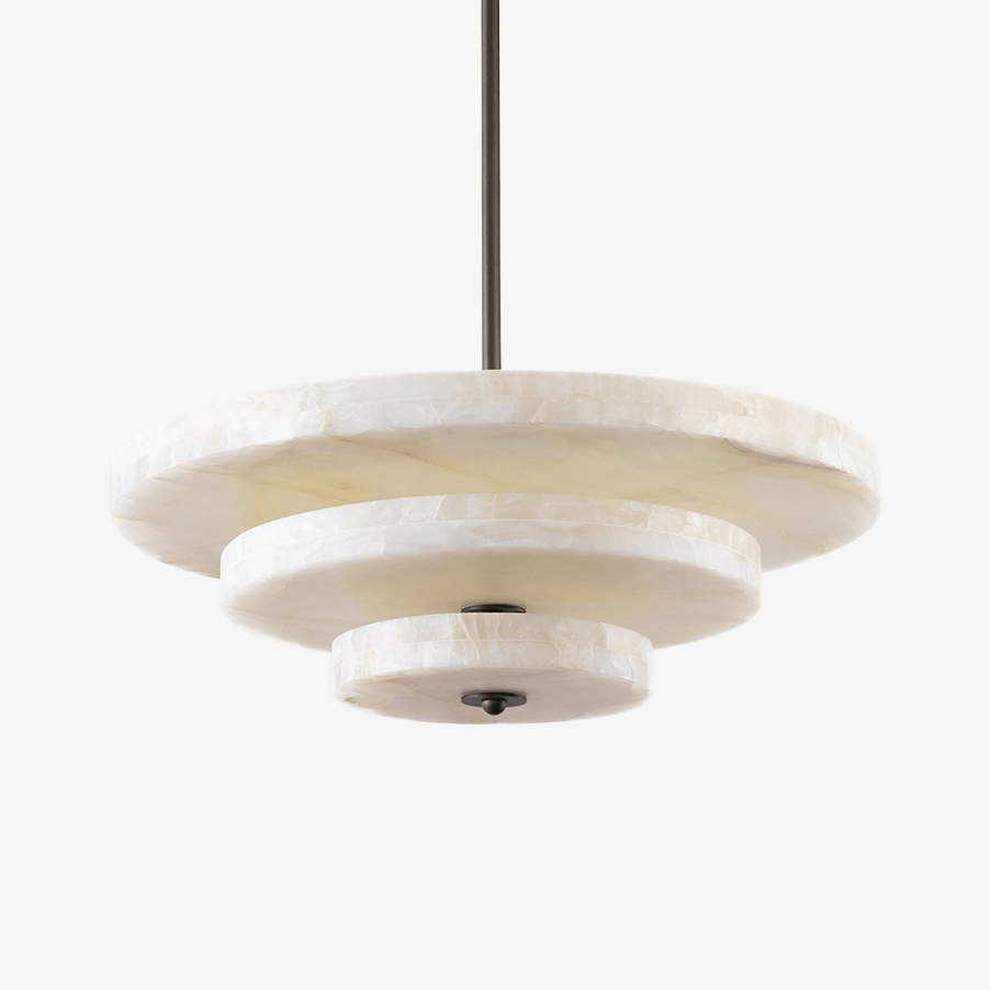 Alabaster Bronze & White LED Chandelier – Elegant 33‑Inch