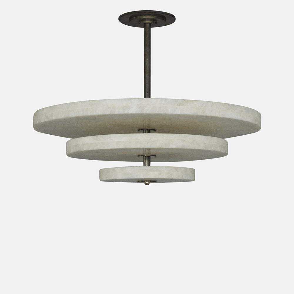 Alabaster Bronze & White LED Chandelier – Elegant 33‑Inch