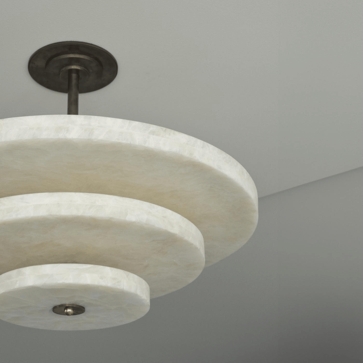 Alabaster Bronze & White LED Chandelier – Elegant 33‑Inch